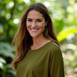 Lauren Hansen-Armendáriz, founder of Roamschool, outdoors with Drew